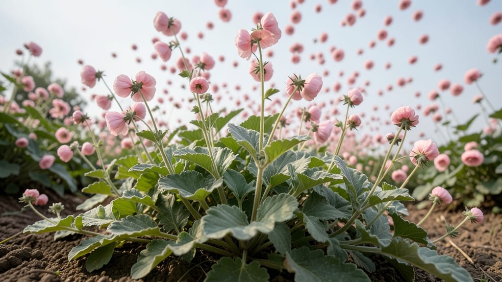 Pink Puffball Mallow For Cottage Garden Beauty