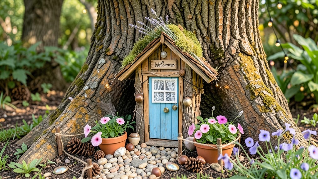 Fairy House Tree Trunk: Whimsical Garden Focal Point With Twig Furniture
