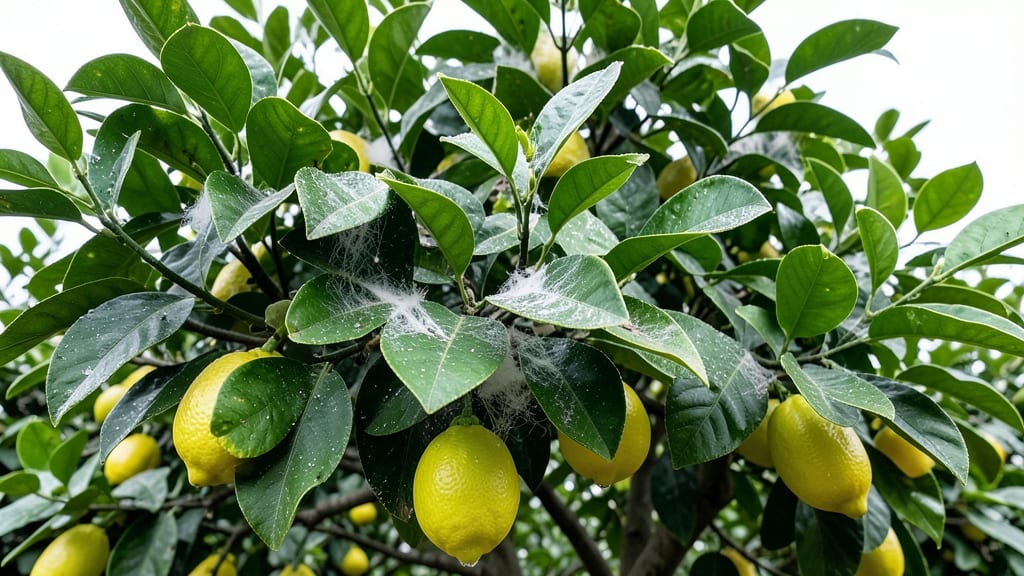 Powdery Mildew on Lemon Tree Leaves