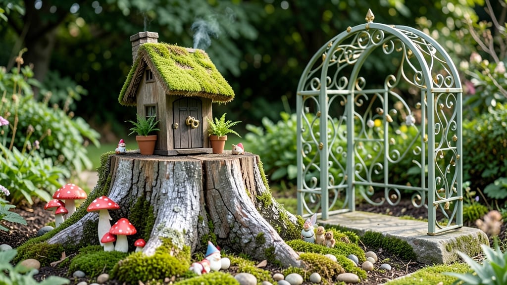 Tree Stump Gnome House Roof: Whimsical Fairy-Tale Topper for Garden Magic