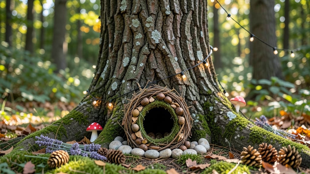 Tree Trunk Fairy Home: Whimsical Garden Art for Enchanted Backyards
